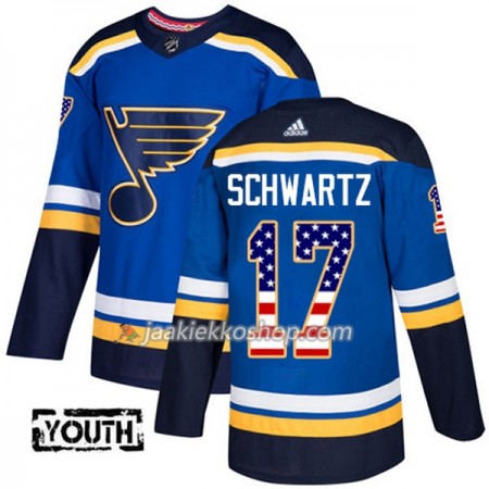 Lapsille NHL St. Louis Blues Pelipaita Jaden Schwartz 17 Adidas 2017-2018 Sininen USA Flag Fashion Authentic